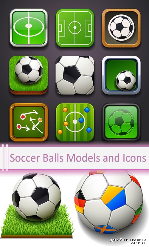 Vector Soccer Balls Models and Icons