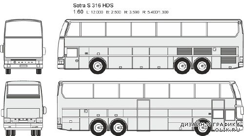 Автобусы Setra - векторные отрисовки в масштабе