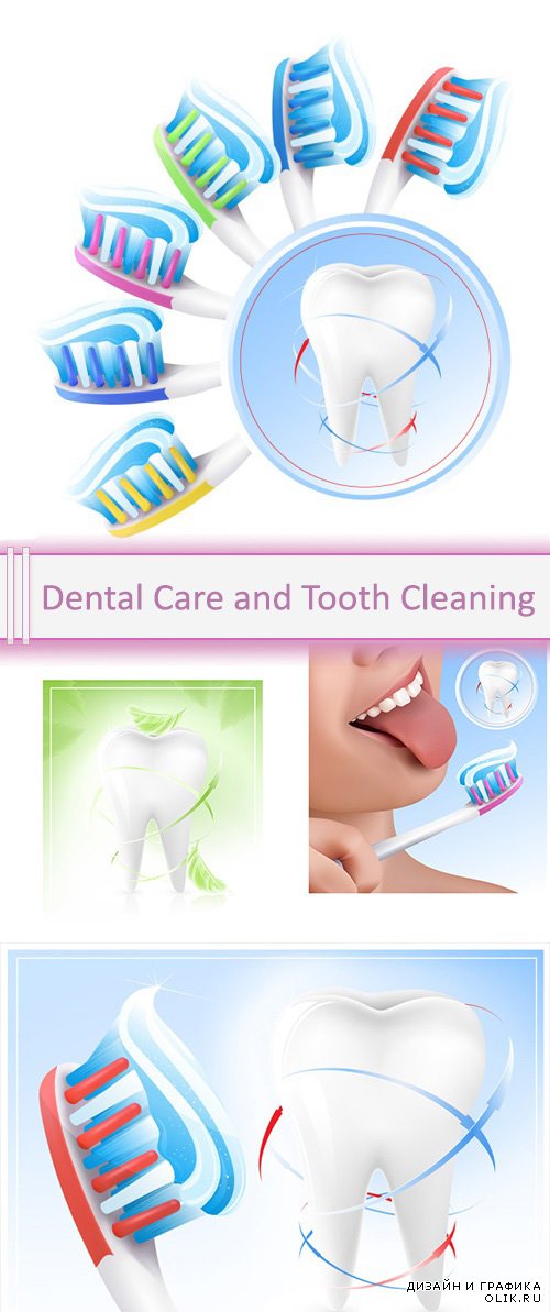Vector Dental Care and Tooth Cleaning