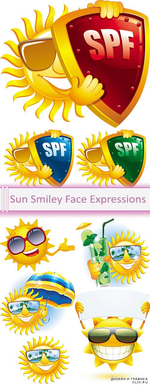 Vector Sun Smiley Face Expressions
