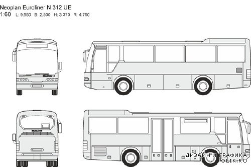 Масштабные отрисовки в векторном формате - Автобус Neoplan