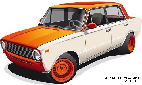 Автомобили времен СССР на прозрачном фоне в креативной обработке