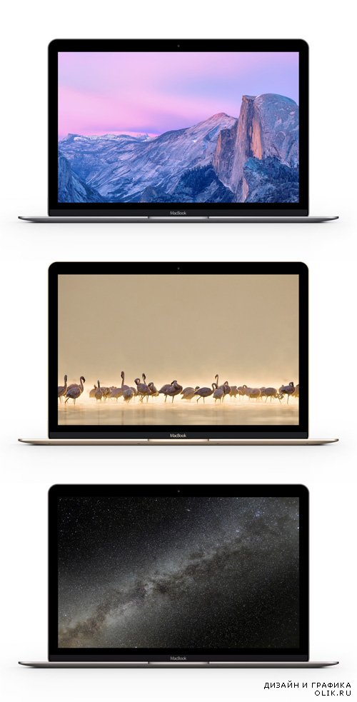 Шаблон MacBook для фотошоп в формате PSD по слойно