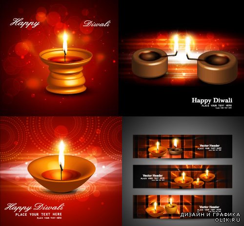 Happy Diwali banners & BG Vector