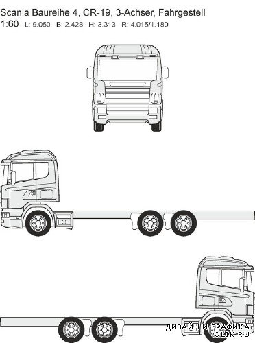 Автомобили Scania - векторные отрисовки в масштабе