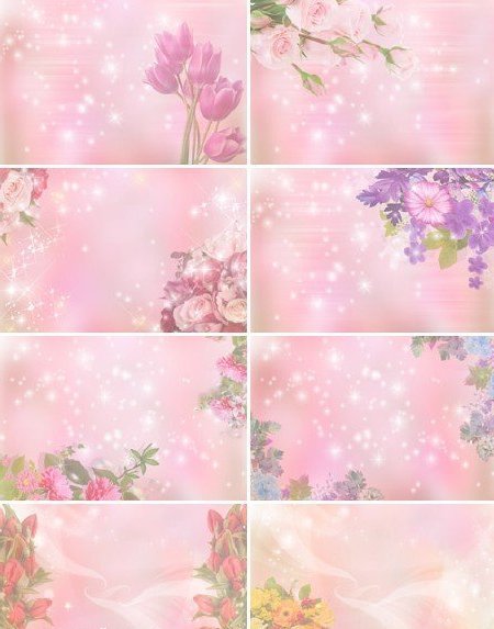 Цветочные фоны в розовых оттенках поздравительные - для оформления коллажей