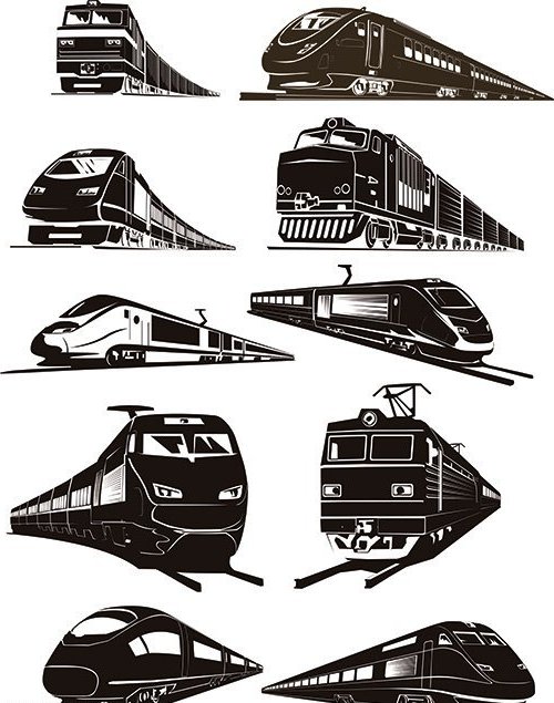 Железная дорога - картинки векторные - поезда и вагоны