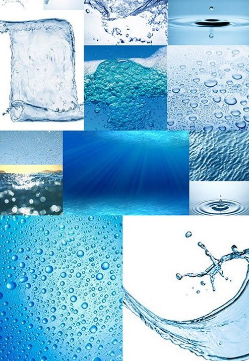 Картинки - вода, капли воды, пузырики, волны - клипарт высокого качества