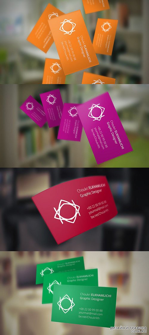 Flying Business Card Mock Up PSD