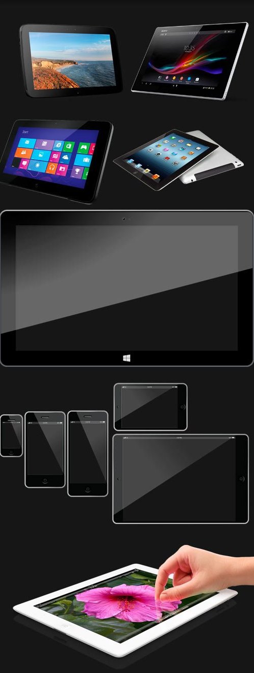 Картинки в PNG - несколько планшетов различных размеров и видов