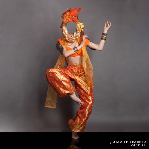  Женский фото шаблон - Индийский танец 