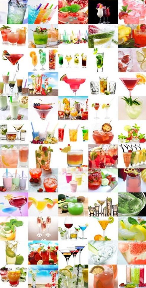 Картинки различных напитков - коктейли, соки, воды, лимонад - фотоклипарт