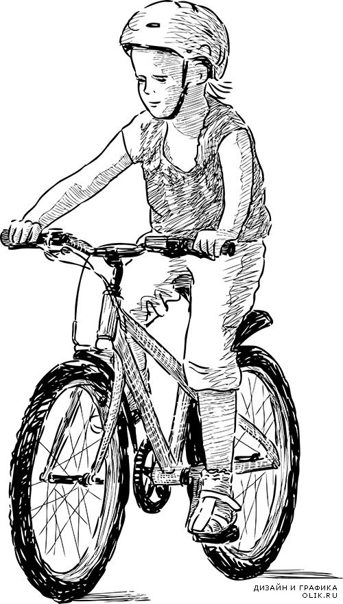 Рисунки велосипедистов в векторе