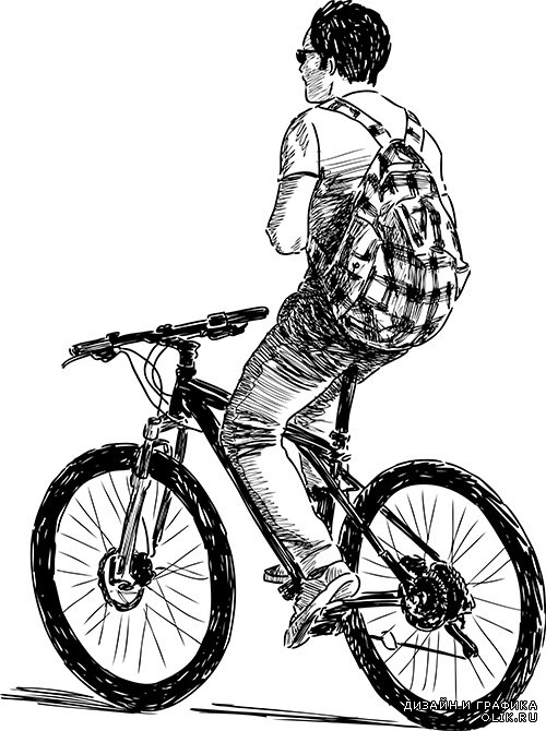 Рисунки велосипедистов в векторе