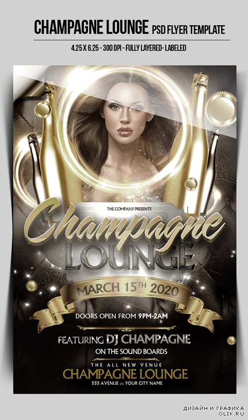 Flyer PSD Template - Champagne Lounge