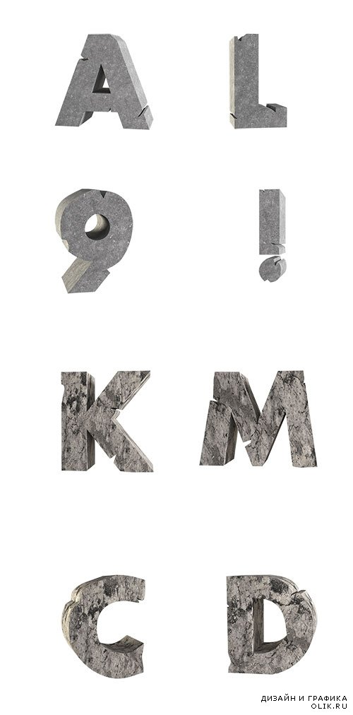 3D Каменные буква и числа