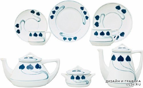 Наборы посуды на прозрачном фоне