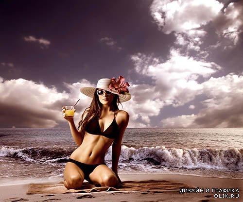 Растровый клипарт - Девушки на пляже 2