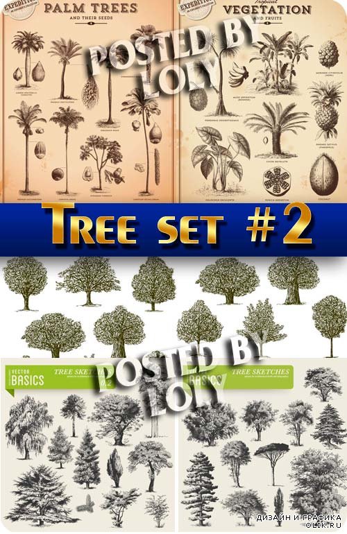 Набор векторных деревьев #2 - Векторный клипарт