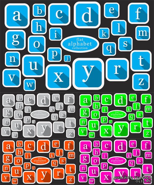 Vector Set - Colored Flat Alphabet Icon