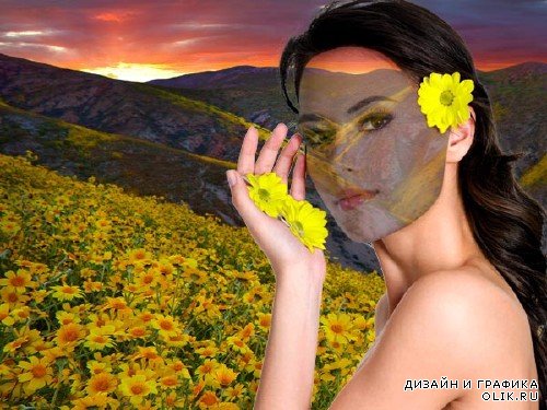  Шаблон женский - Цветущие горы 