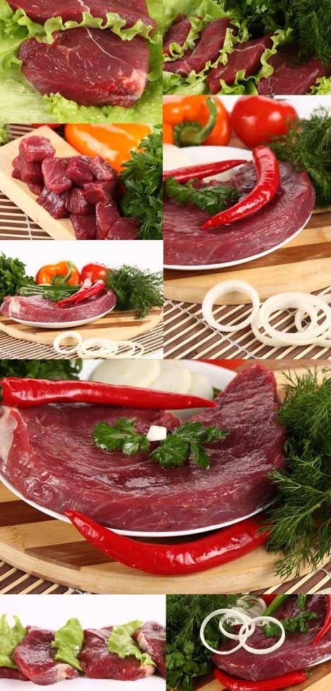 Овощи со свежим мясом - растровые картинки