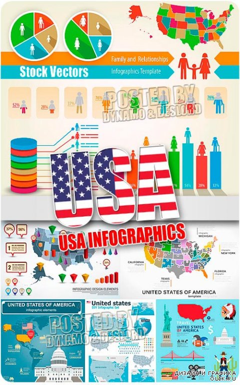 США инфографика - Векторный клипарт