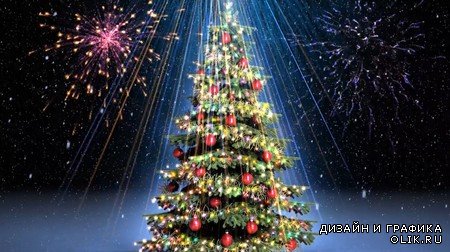 Футаж - Салют на новогодней елке