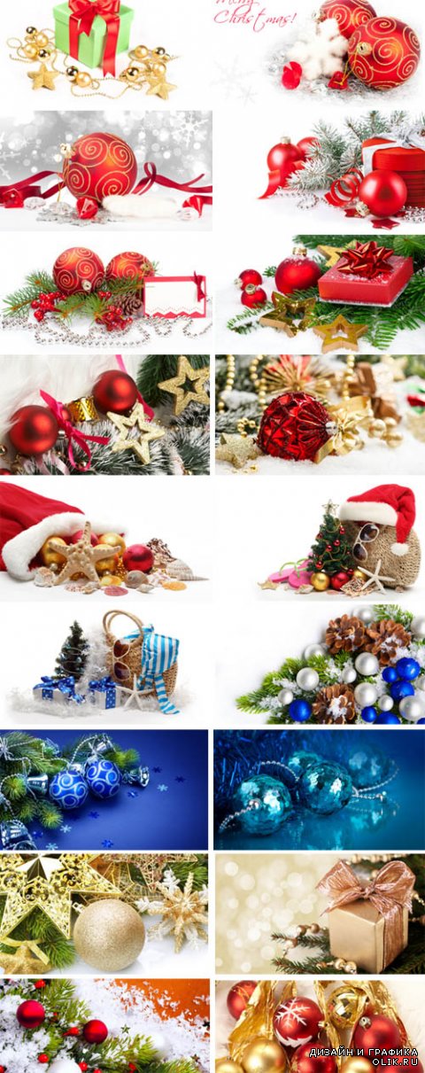 Новогодние и рождественские фоны с шариками и подарками - Часть 2