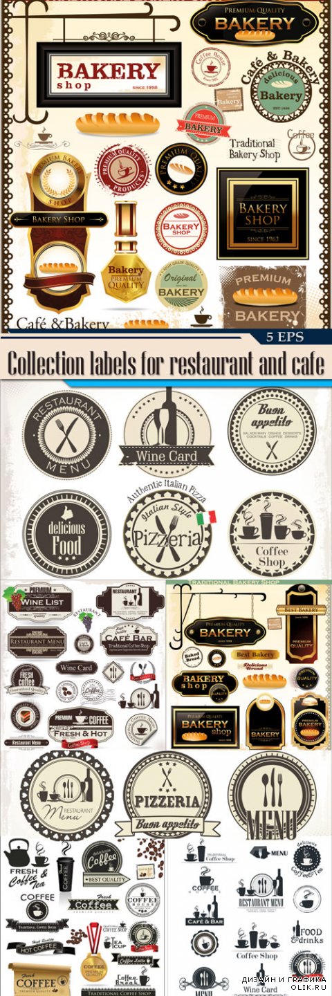 Collection labels for restaurant and cafe