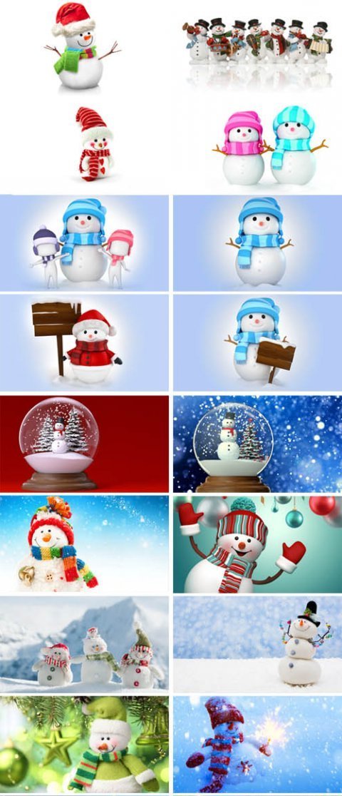 Картинки - веселые снеговики! в шапочка и шарфиках