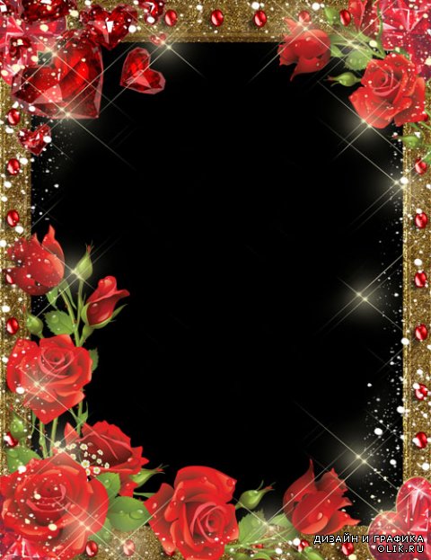 Рамка для фото –  Рубиновое сердце и алая роза