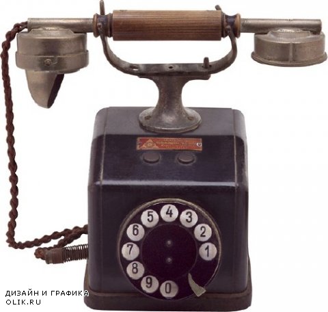 Дисковый ретро телефонный аппарат (прозрачный фон)