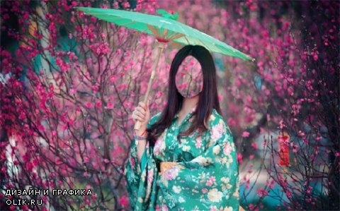  Шаблон женский - Девушка в красивом кимоно 