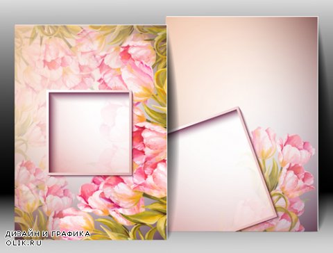 Cards with pink tulips - Открытки с розовыми тюльпанами