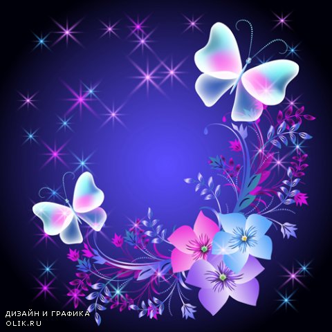 Beautiful backgrounds with flowers and butterflies
