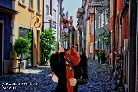  Шаблон женский - Прогулки по красивой улице в Германии 