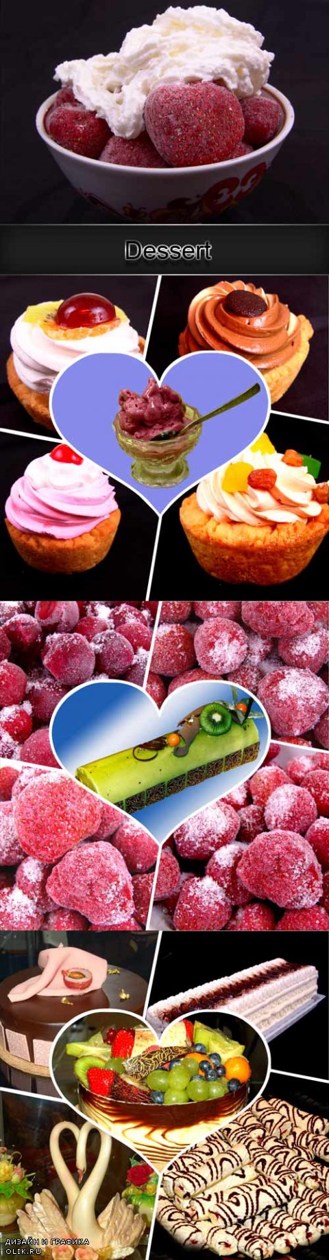A variety of desserts raster graphics