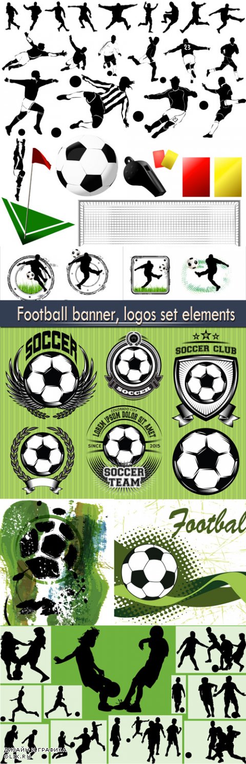 Football banner, logos set elements