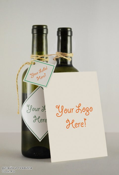 Макет для PHSP - Бутылка вина с поздравительной открыткой