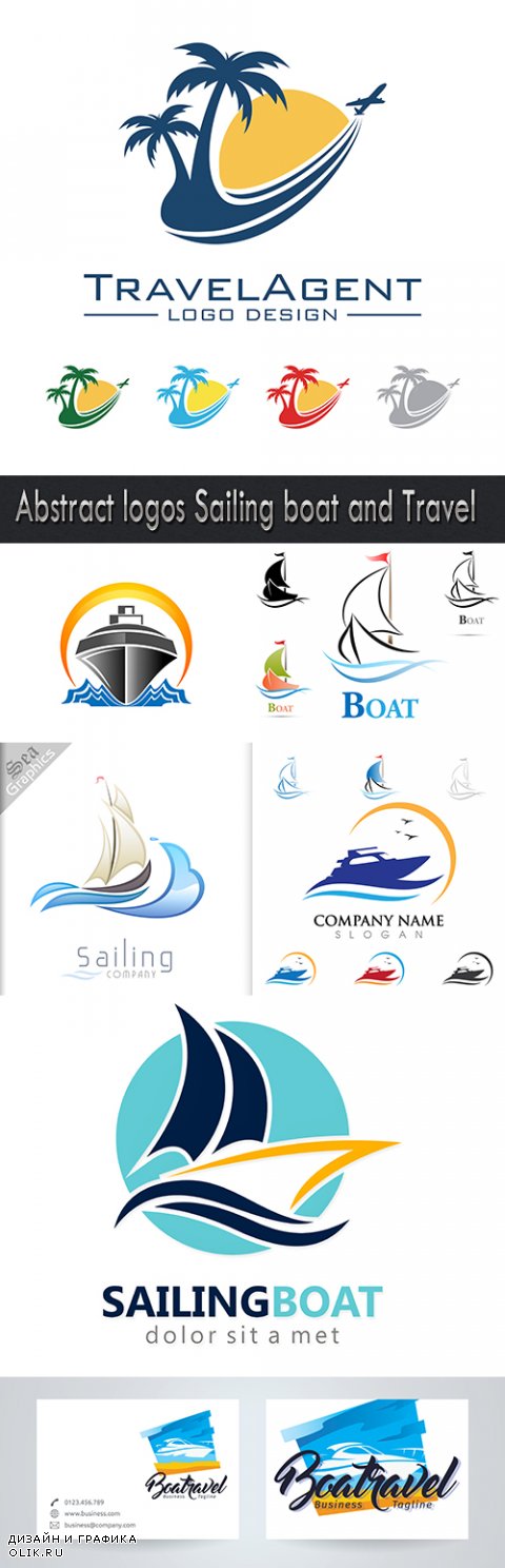 Abstract logos Sailing boat and Travel