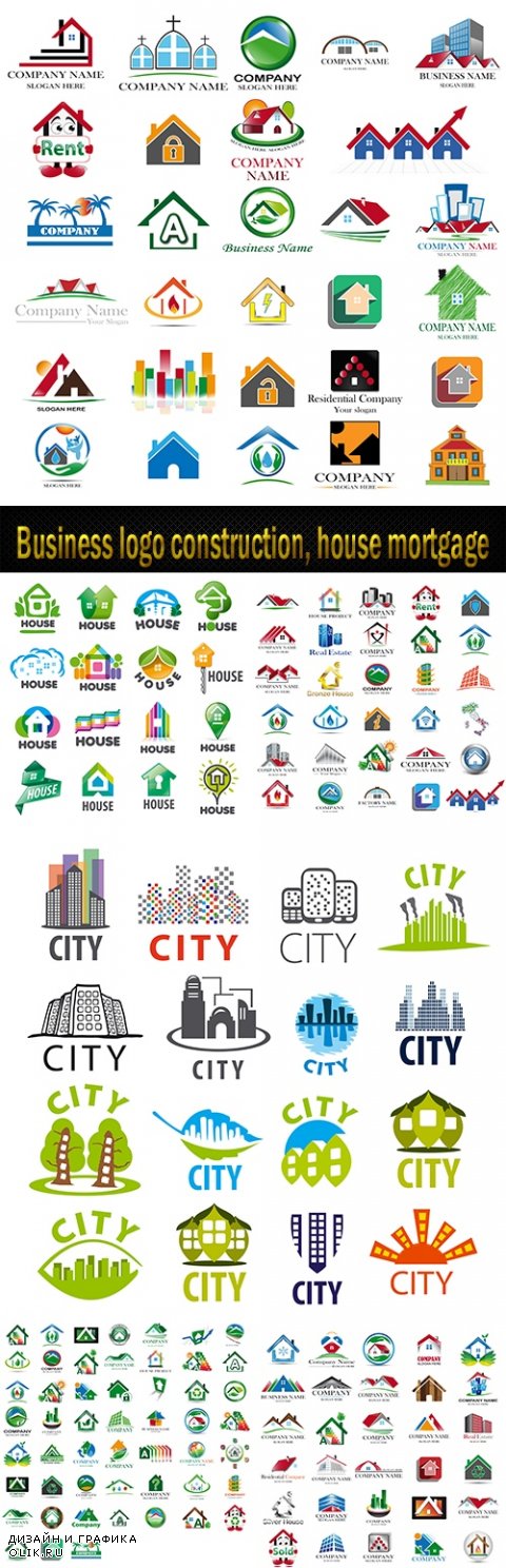 Business logo construction, house mortgage