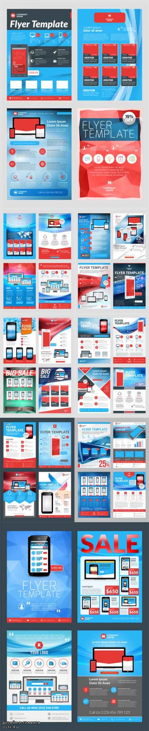 Vector Business Flyer Design Templates for Mobile Application or New Smartphone