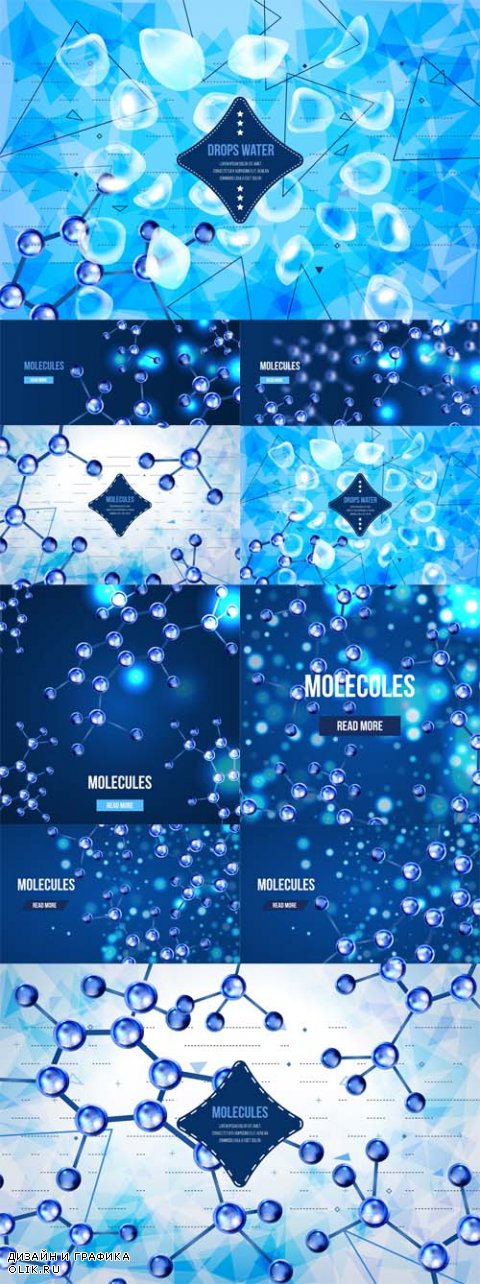 Vector Abstract background with geometric shapes and molecules design