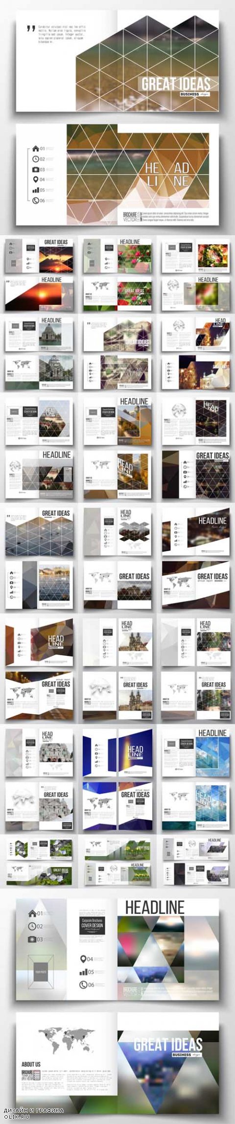 Vector 24 Business Templates for Brochure Magazine Flyer Booklet