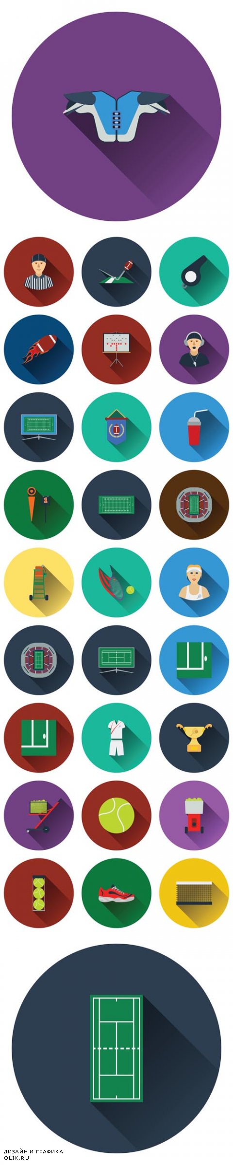 Vector Tennis and Americal Football Flat Icons