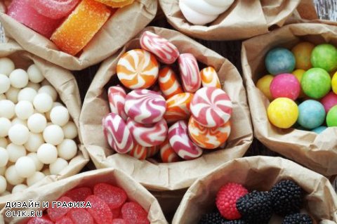 Сладости, конфеты, сосалки, мармелад - якрий и сладки фотоклипарт