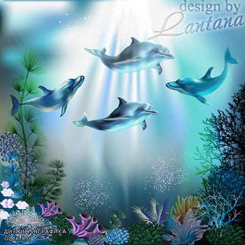 PSD исходник - Дельфину глубина морская даёт надежду на любовь