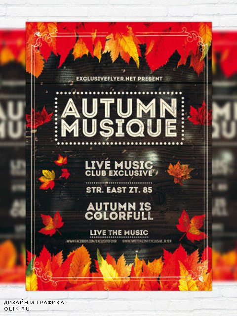 Flyer Template - Autumn Musique + Facebook Cover