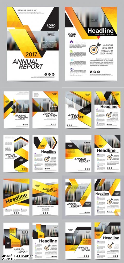 Vector Yellow Brochure Layout Design Templates